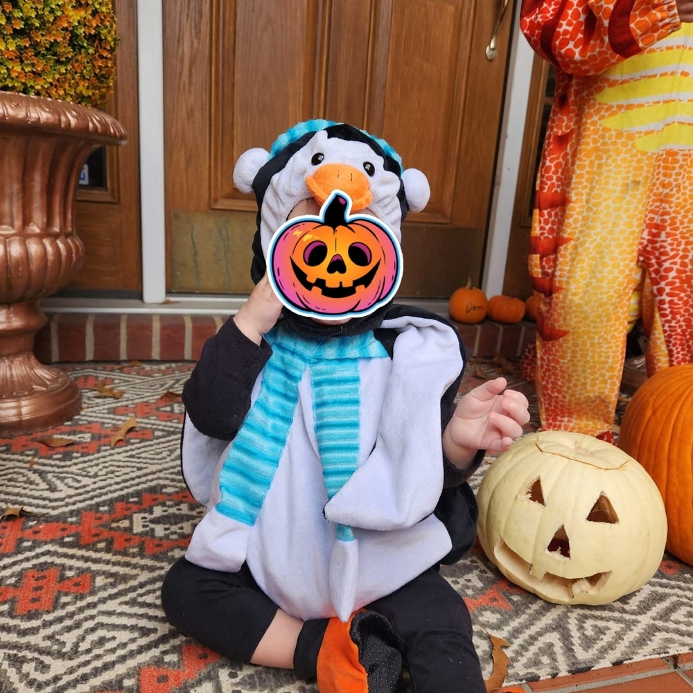 Penguin Halloween Baby Costume - Black, White, and Blue 0-9 Months
